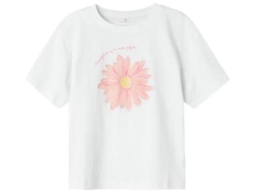 Name It t-shirt lucent hvid med blomst